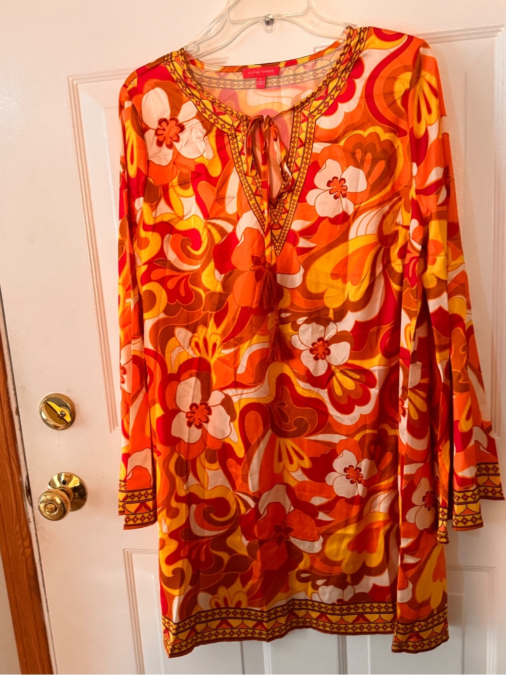 Flying Tomato large retro sixties long sleeve dress